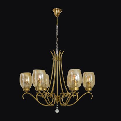JSPHILO-6-431-6xE27 - Gold & Amber Metal Classic Chandelier