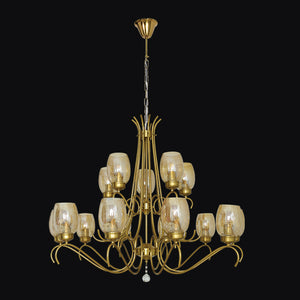 JSPHILO-6-432-15xE27 - Gold & Amber Metal Classic Chandelier