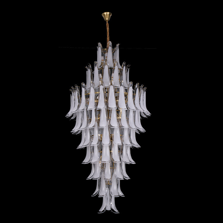 JSPHILO-6-433-44xE14 - Gold & White Metal Double Height Chandelier
