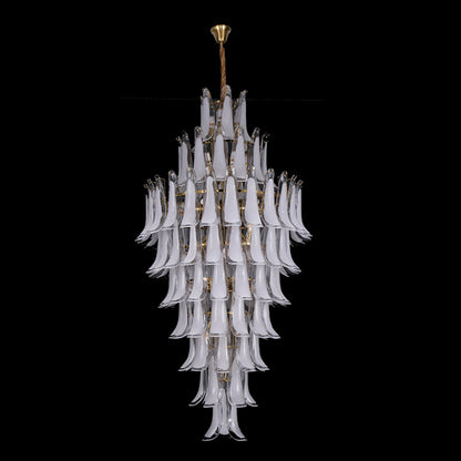 JSPHILO-6-433-44xE14 - Gold & White Metal Double Height Chandelier