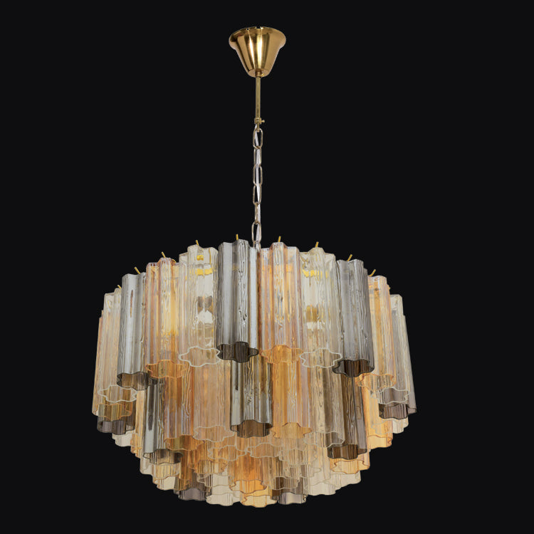 JSPHILO-6-434-8xE14 - Gold & Honey & Clear & Smoke Metal Crystal Chandelier