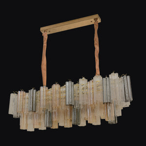 JSPHILO-6-436-12xE14 - Gold & Honey & Clear & Smoke Metal Rectangular Chandelier