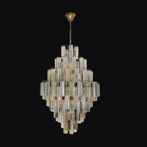 JSPHILO-6-437-30xE14 - Gold & Honey & Clear & Smoke Metal Double Height Chandelier