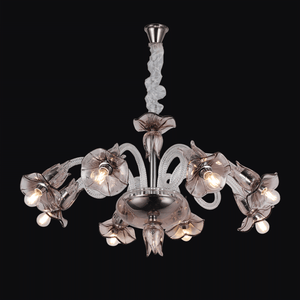 JSPHILO-6-438-8xE14 - Coffee & Chrome Metal Candle Arm Chandelier