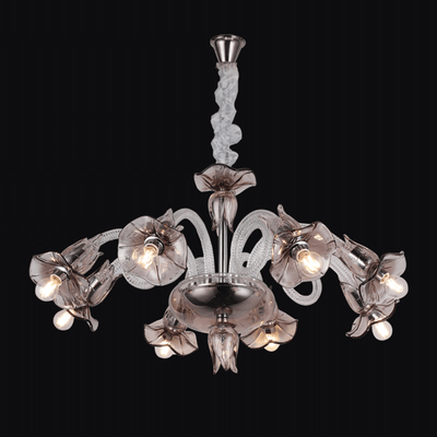 JSPHILO-6-438-8xE14 - Coffee & Chrome Metal Candle Arm Chandelier
