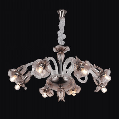 JSPHILO-6-438-8xE14 - Coffee & Chrome Metal Candle Arm Chandelier