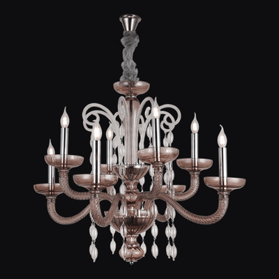 JSPHILO-6-439-8xE14 - Coffee & Chrome Metal Candle Arm Chandelier