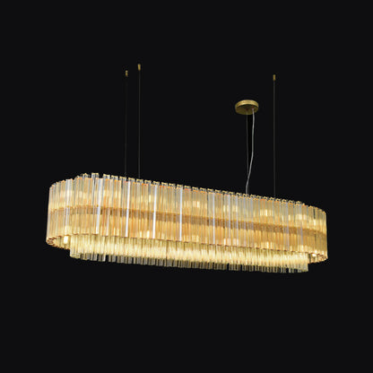 JSPHILO-6-446-38xE14 - Gold & Clear Metal Rectangular Chandelier