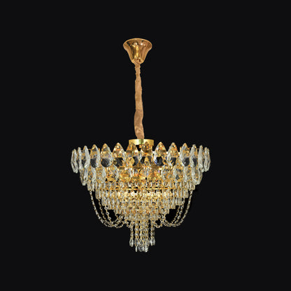 JSPHILO-6-447-15xE14 - Gold & Clear Metal Crystal Chandelier