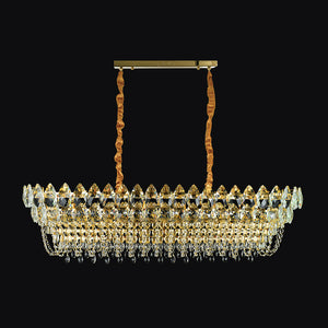 JSPHILO-6-449-16xE14 - Gold & Clear Metal Rectangular Chandelier
