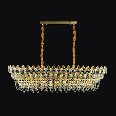 JSPHILO-6-449-16xE14 - Gold & Clear Metal Rectangular Chandelier