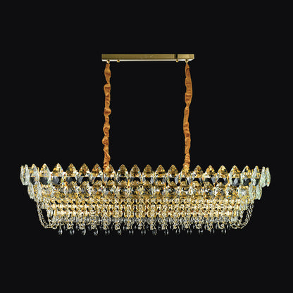 JSPHILO-6-449-16xE14 - Gold & Clear Metal Rectangular Chandelier