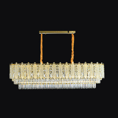 JSPHILO-6-452-12xE14 - Gold & Clear Metal Rectangular Chandelier