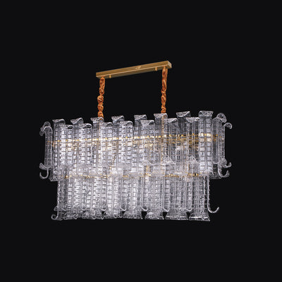 JSPHILO-6-458-12xE14 - Gold & Clear Metal Rectangular Chandelier