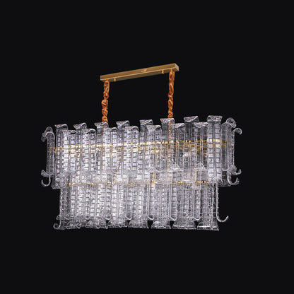 JSPHILO-6-458-12xE14 - Gold & Clear Metal Rectangular Chandelier