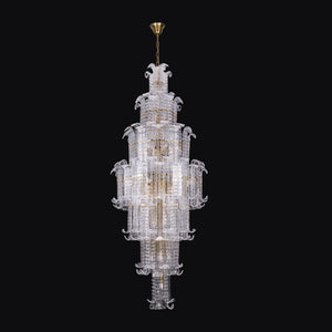 JSPHILO-6-459-41xE14 - Gold & Clear Metal Double Height Chandelier