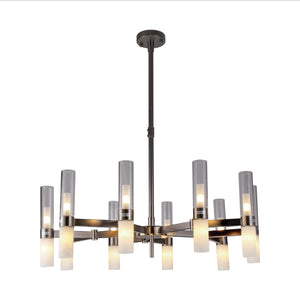 JSPHILO-6-461-20xG9 - Black & Marble & Clear Metal Modern Chandelier