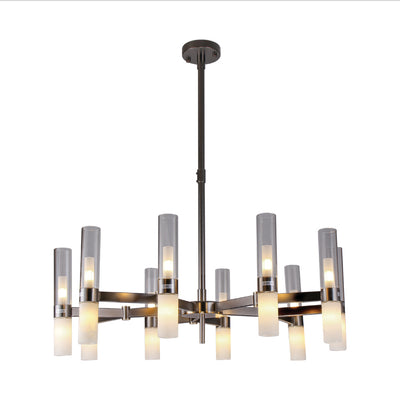 JSPHILO-6-461-20xG9 - Black & Marble & Clear Metal Modern Chandelier