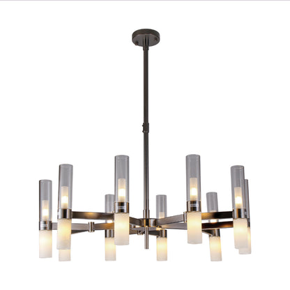 JSPHILO-6-461-20xG9 - Black & Marble & Clear Metal Modern Chandelier