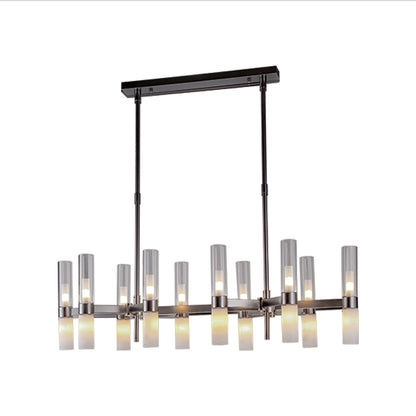 JSPHILO-6-462-20xG9 - Black & Marble & Clear Metal Crystal Chandelier