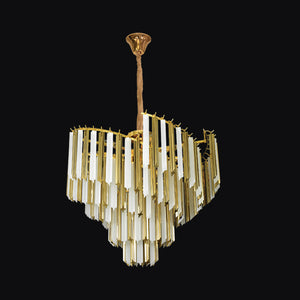 JSPHILO-6-468-17xE14 - Gold & Frost Metal Crystal Chandelier