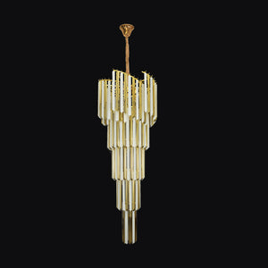 JSPHILO-6-469-26xE14 - Gold & Frost Metal Double Height Chandelier