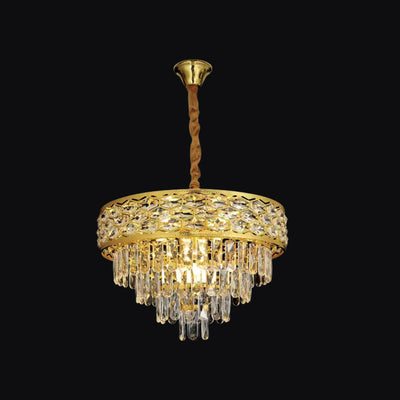 JSPHILO-6-471-9xE14 - Gold & Clear Metal Crystal Chandelier