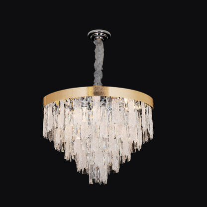 JSPHILO-6-473-15xE14 - Foil Gold & Clear Metal Crystal Chandelier