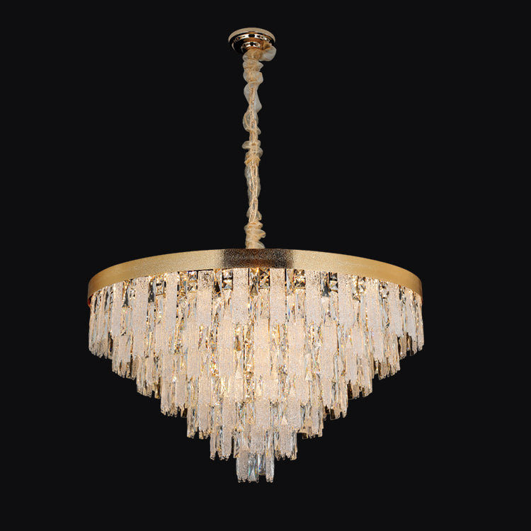 JSPHILO-6-474-22xE14 - Foil Gold & Clear Metal Crystal Chandelier