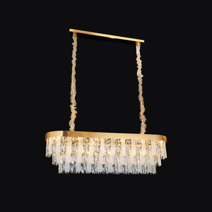 JSPHILO-6-475-17xE14 - Foil Gold & Clear Metal Crystal Chandelier