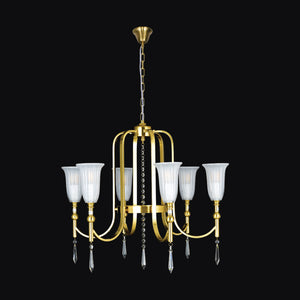 JSPHILO-6-489-6xE14 - Gold & Frosted Metal Classic Chandelier