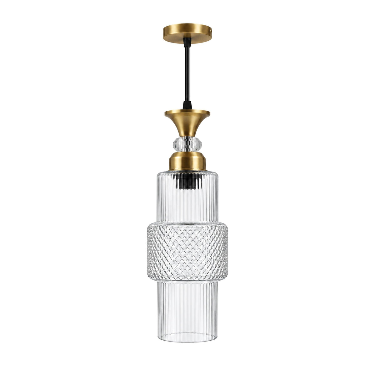 Eliante Fluted Pendant Light – Clear Glass, Gold Metal (80127-1LP-Clear)