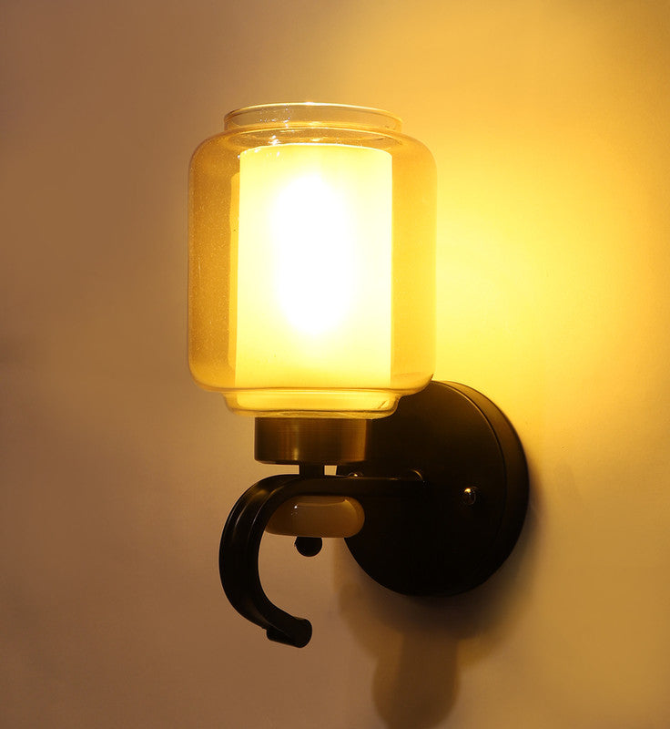 6121-1W ELIANTE Glass Wall Light White and Gold Wall Lamp for Living Room, Bedroom, Dining Room, Kitchen - without Bulb