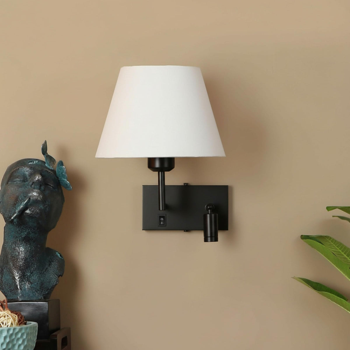 Eliante Bedside Reading Wall Light – Black, Fabric Shade (JS-5132-BLACk)