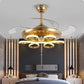 JS-FO - FI-7726 High Speed Modern Chandelier Fans Matt Gold Finish Acrylic Blades Size 1070mm