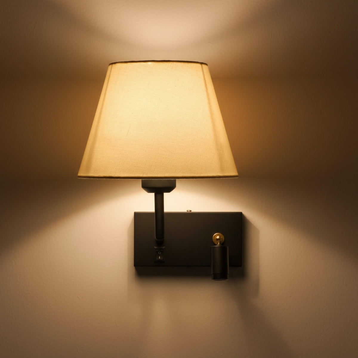 Eliante Bedside Reading Wall Light – Black, Fabric Shade (JS-5132-BLACk)