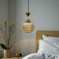 ELIANTE Pequena Vintage Hanging Light Gold Finish Iron with Golden Glass Shade E27 Holder Decorative Pendant for Living Room & Dining up to 3 years warranty - with LED Lamp(s) Included - AS-001-HL