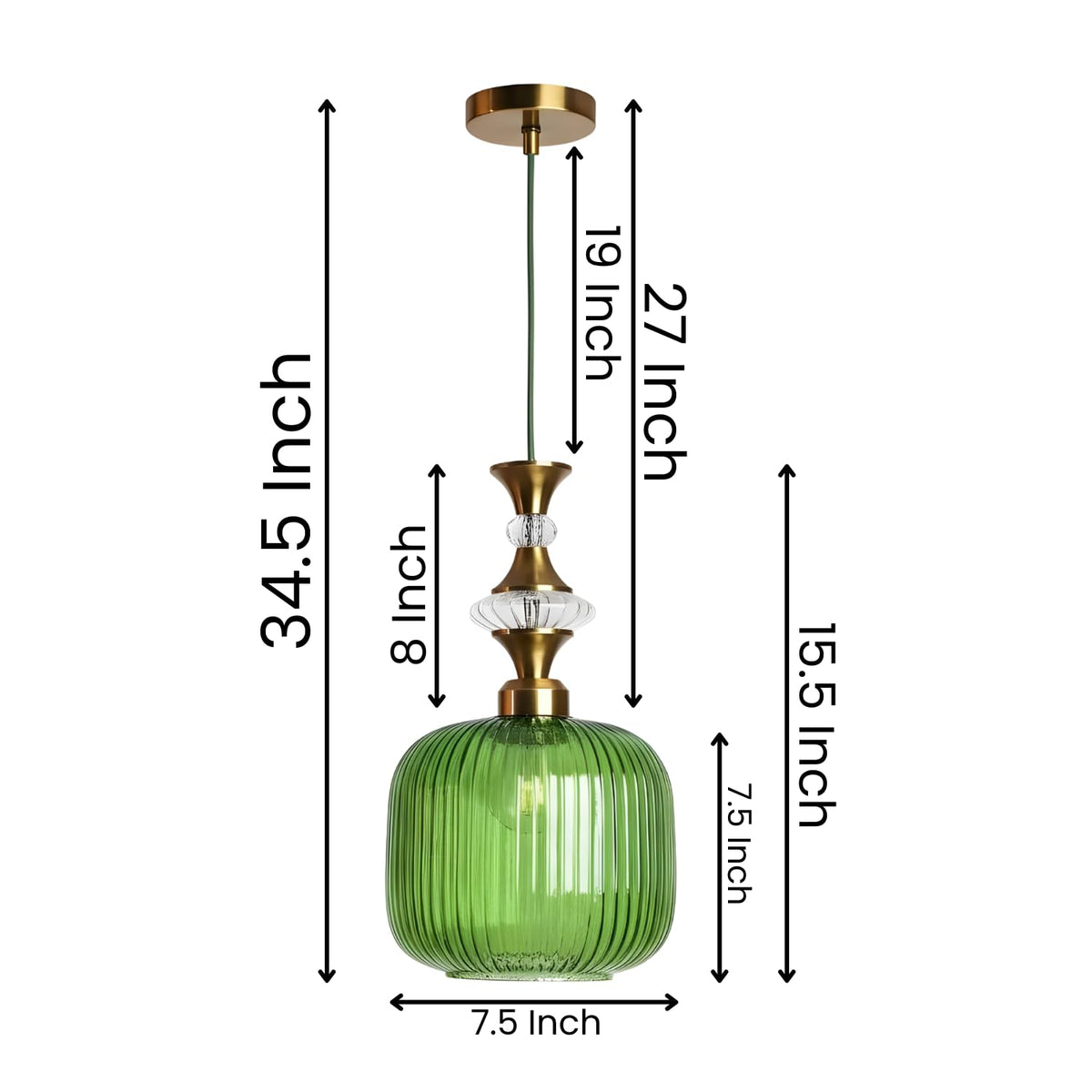 ELIANTE Povque Iron Hanging Light Vintage Decorate Hanging Lamp for Farmhouse Living Room Bedroom Corridor up to 3 years warranty - with LED Lamp(s) Included - JS-1322-HL-GREEN