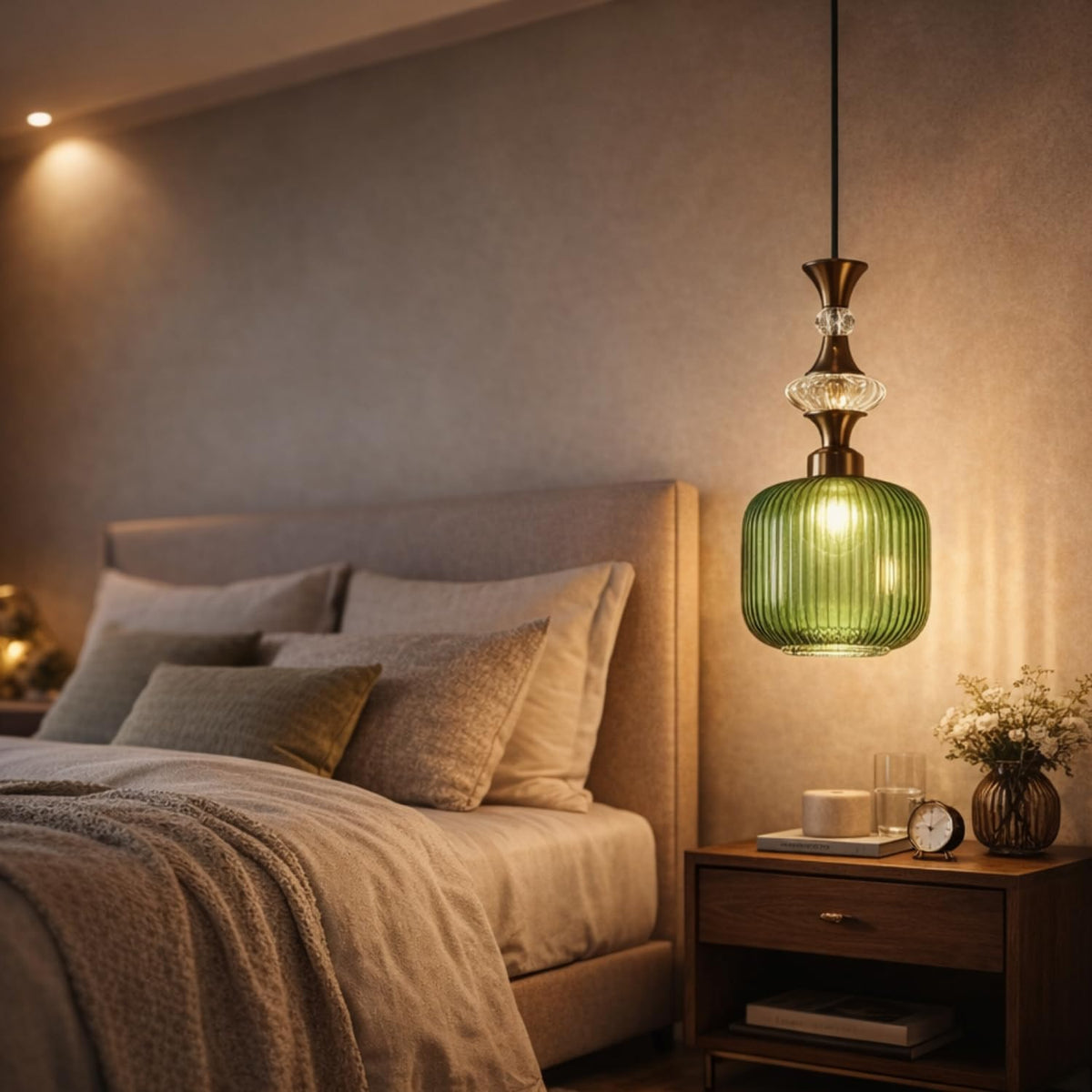 ELIANTE Povque Iron Hanging Light Vintage Decorate Hanging Lamp for Farmhouse Living Room Bedroom Corridor up to 3 years warranty - with LED Lamp(s) Included - JS-1322-HL-GREEN