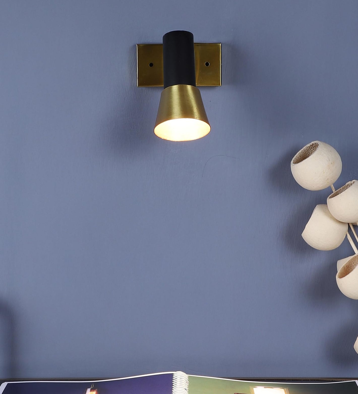 ELIANTE Trelix 7 Watt LED Black and Gold Iron Spot Light | Inbuilt LED | Wall Down Lighting for Kitchens Island Museums Offices Ceiling Lamp