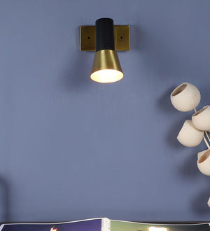 ELIANTE Trelix 7 Watt LED Black and Gold Iron Spot Light | Inbuilt LED | Wall Down Lighting for Kitchens Island Museums Offices Ceiling Lamp