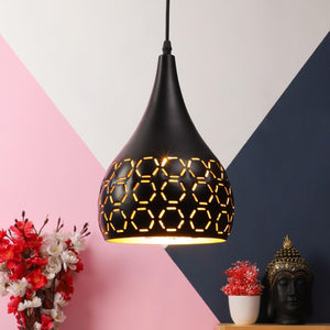 ELIANTE Black Metal Hanging Lights for Home, Office, Bedroom, Drawing Room & Lobby- Without Bulb-Belon-Big-BK+GD | by Jainsons Lights