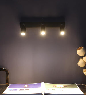 ELIANTE Optivix 3X7 Watt LED Black Iron Spot Light | LED Wall Spot Light Indoor Downlight Wall Spot Lamps Adjustable Accent Wall Down Lighting for Kitchens Island Museums Offices Ceiling Lamp