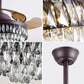 JS-FO - FI-7778 High Speed Crystal Chandelier Fans Coffee Finish Acrylic Blades Size 1070mm