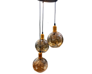 ELIANTE by Jainson Lights | Metal Gold Base Hanging Light | Amber Glass Shade | E-27 Holder | Without Bulb | CC-10112-3