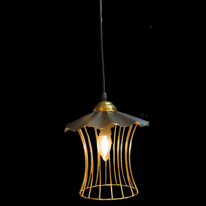 ELIANTE by Jainson Lights | Metal Black+Gold Base Hanging Light | Gold Metal Shade | E27 Holder | Without Bulb | CC-Umbrella-3HL | Hanging Lights for Living Room