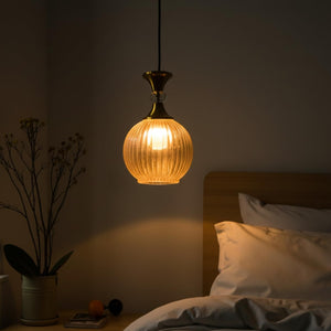 ELIANTE Pequena Vintage Hanging Light Gold Finish Iron with Golden Glass Shade E27 Holder Decorative Pendant for Living Room & Dining up to 3 years warranty - with LED Lamp(s) Included - AS-001-HL