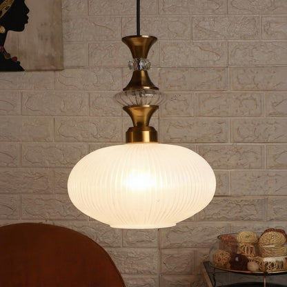 ELIANTE Povque Iron Hanging Light Vintage Decorate Hanging Lamp for Farmhouse Living Room Bedroom Corridor by Jainsons Lights Milky-Forsted - with LED Lamp(s) Included - JS-1318-HL-FROSTED