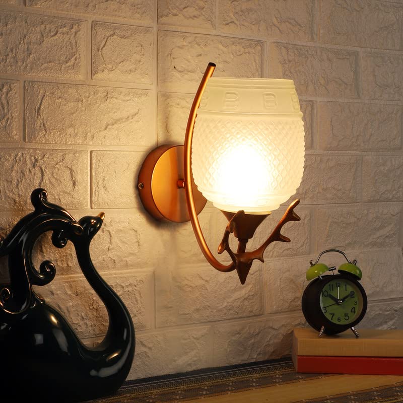 ELIANTE Dorada Gold Metal Wall Light by Jainsons Lights - 009-1W-GD-WH-JSL | by Jainsons Lights