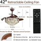 JS-FO - FI-7778 High Speed Crystal Chandelier Fans Coffee Finish Acrylic Blades Size 1070mm